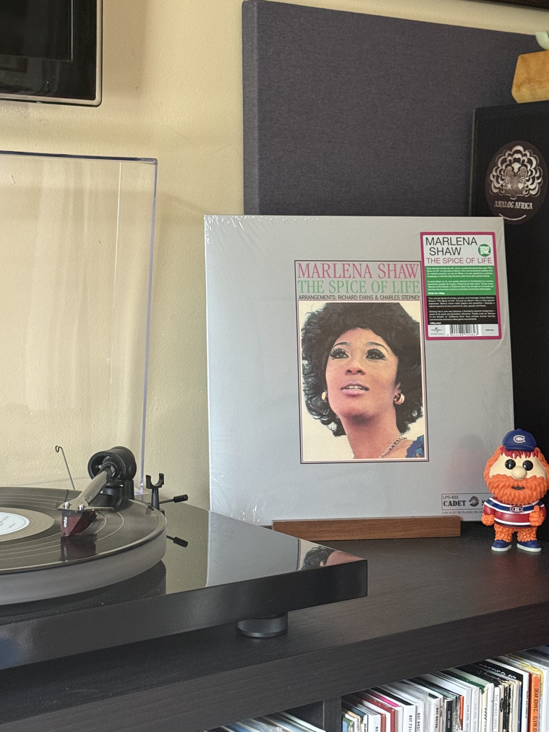 Marlena Shaw album playing on turntable